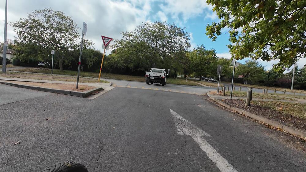 Exiting Ainslie Shops carpark onto O'Connell Street, Ainslie